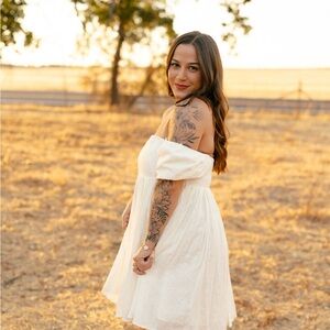 Off-Shoulder Cream Dress